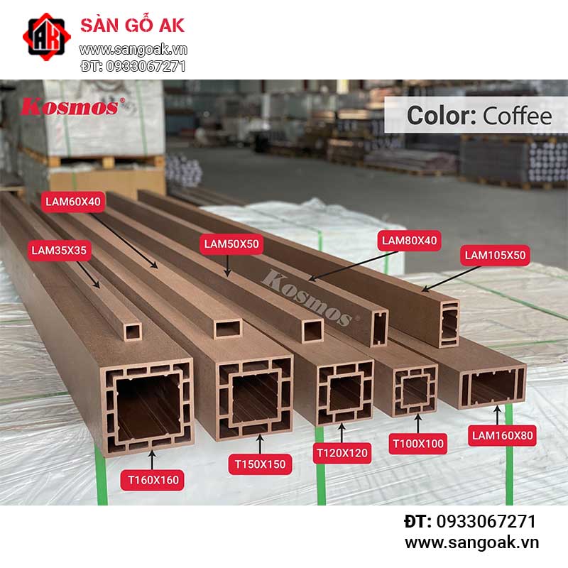 Trụ Pergola gỗ nhựa Kosmos - T100X100 Coffee